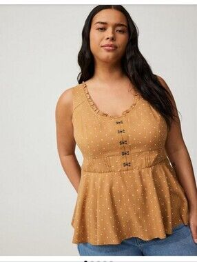 torrid Mustard Polka Dot Babydoll Tank